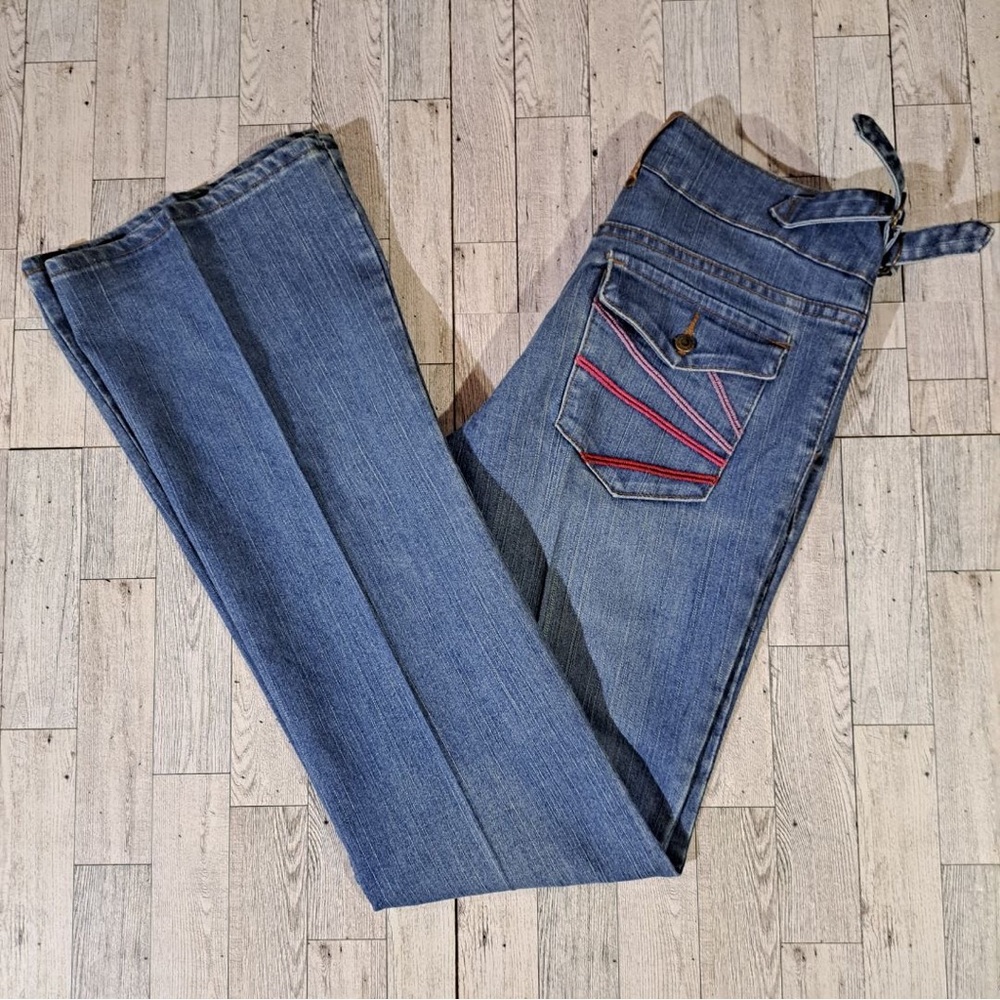 Women's Y2K G Unit Mid Waist Blue Denim Flared Bootcut Jeans Size 9